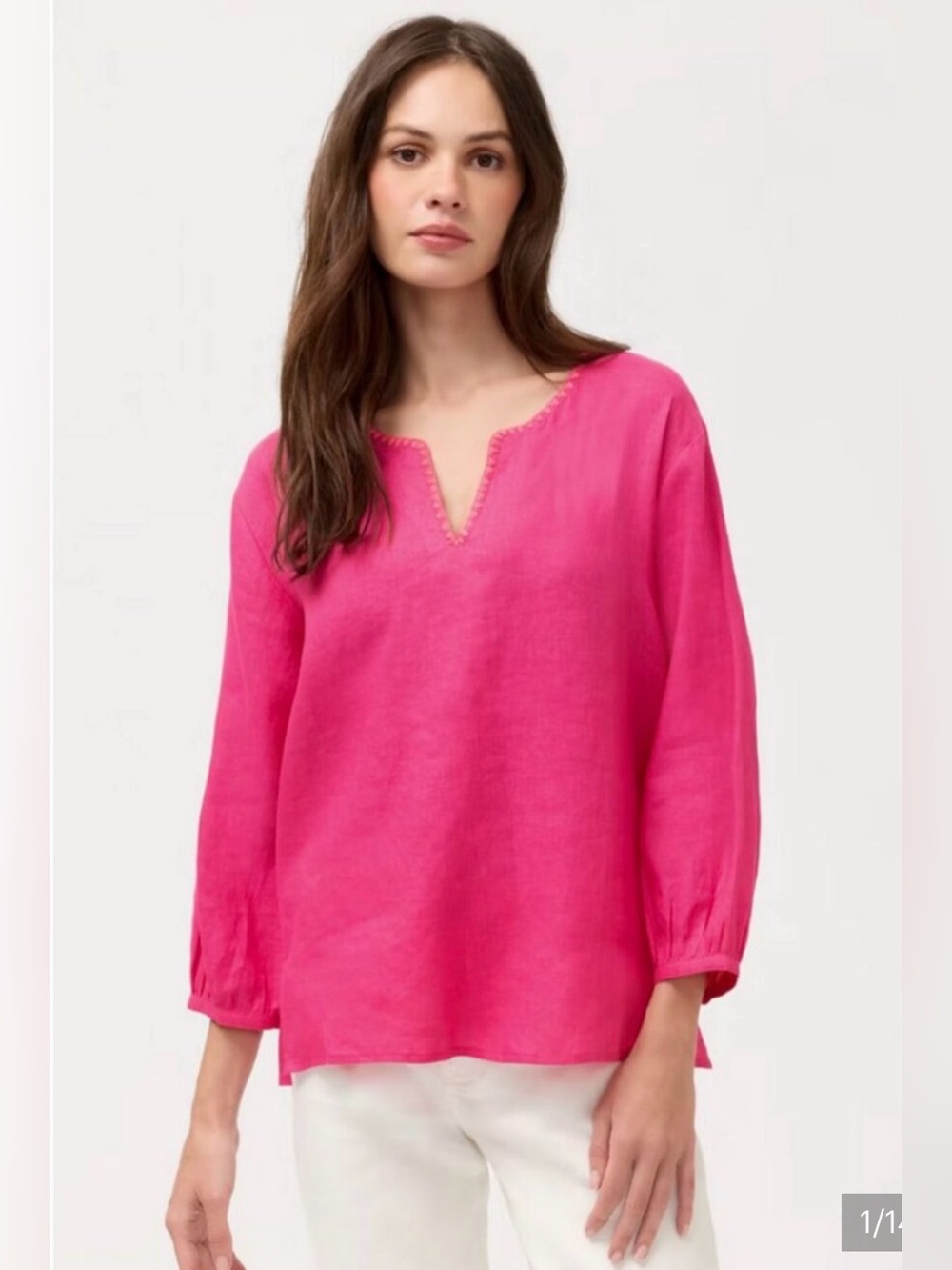 Johnny Was Split Neck Fuchsia Blouse XL